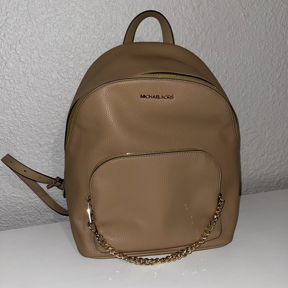 Michael Kors Jet Set Vegan Pebbled Leather Chain Backpack